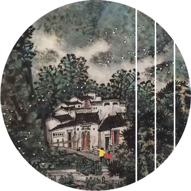 沙舸作品：几座民居傍西湾