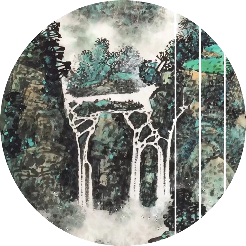 沙舸作品：飞流落云中