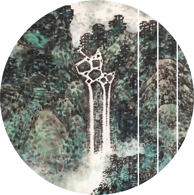 沙舸作品：飞流落云中